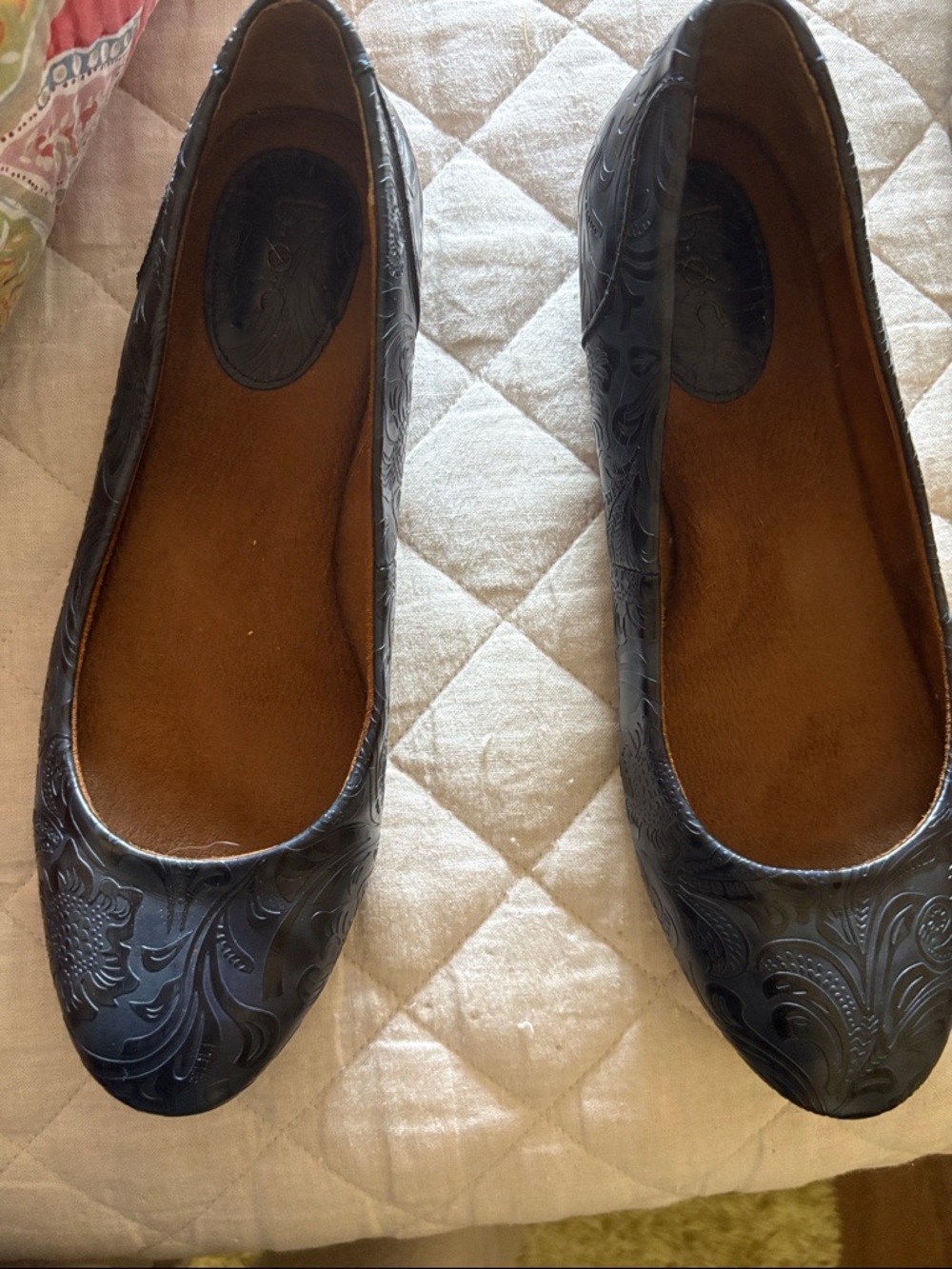 b.o.c. Navy Embossed Leather Ballet Flats